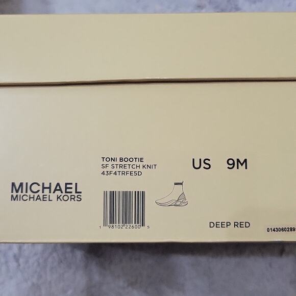 Michael Kors Toni Stretch Knit and Snake Embossed Leather Sock Sneaker 9M - Picture 6 of 6